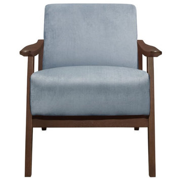Lexicon Carlson Velvet Upholstered Accent Chair in Blue Gray