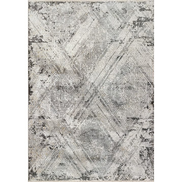 Dynamic Rugs Sunrise Polyester Area Rug, Gray/Charcoal/Multi, 3'x4'