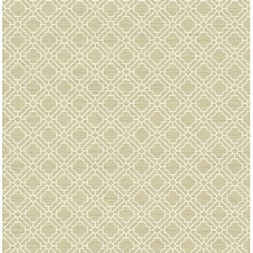 Bamboo Lattice Wallpaper in Antique Gold HK91207 from Wallquest