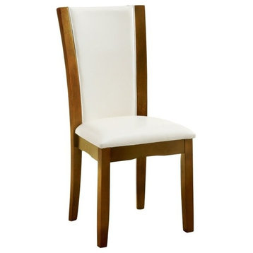 Furniture of America Waverly Faux Leather Side Chair in White (Set of 2)