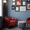 Tub Barrel Accent Chair Faux Leather, Red