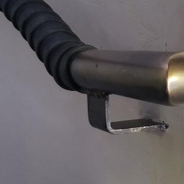 Black Leather Wrapped Brass Handrail