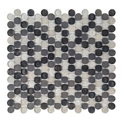 3/4&Prime; Penny &ndash; Silhouette &ndash; 11.875 x 11.125 &ndash; (10132) - Mosaic Tile - Jeffrey Cour - Mosaic Tile