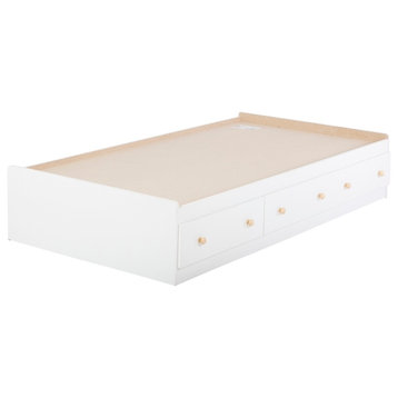South Shore Summertime Twin Mates Bed (39'') With 3 Drawers, Pure White
