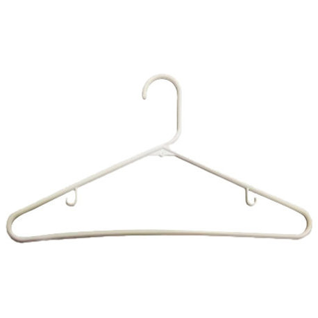 Plastic Tubular Hanger, White Finish, Box of 144