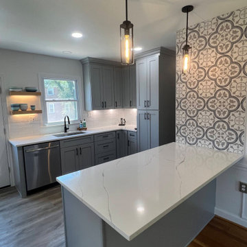 Modern Kitchen Remodeling in D.C with Grey cabinets and Quartz Countertop