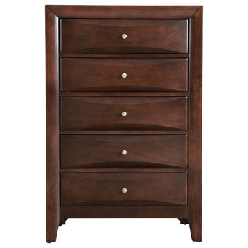 Marilla Cappuccino 5 Drawer Chest of Drawers, 32"x17"x48"