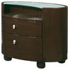 Emily Oval Wenge Finish Leg Nightstand w Glas