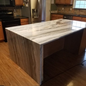 Fantasy Brown Waterfall Kitchen Island