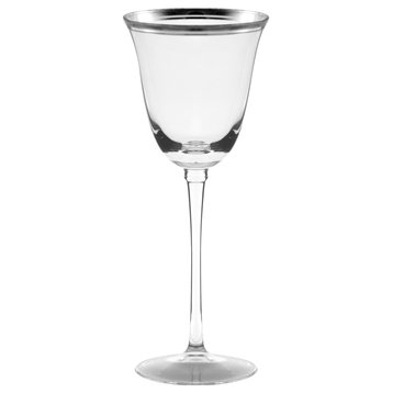 Windsor White Wine Glass With Band, Set of 4, Silver