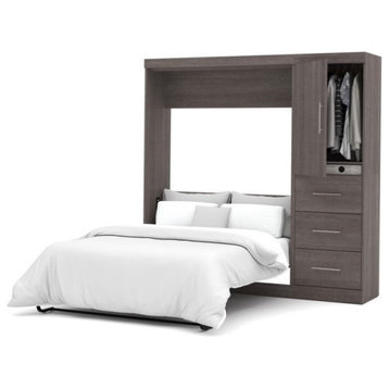 Atlin Designs 84" Engineered Wood Full Wall Bed Kit with 3 Drawer Set in Gray