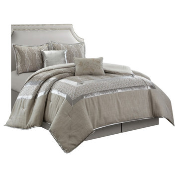 Aurora 6-Piece Bedding Comforter Set, Grey, Queen