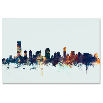 Michael Tompsett 'Jersey City NJ Skyline Blue' Canvas Art, 22x32