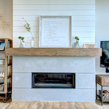 Concrete fireplace for farmhouse