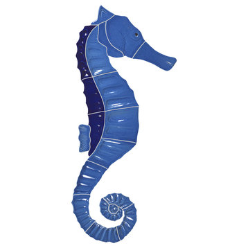 Seahorse Ceramic Swimming Pool Mosaic 13"x6", Blue
