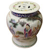 Consigned, Chinese White Base Color 3 Gods Round Porcelain Stand Display