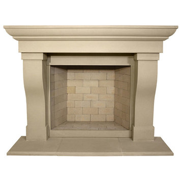 Berkley Cast Stone Fireplace Mantel, Buff
