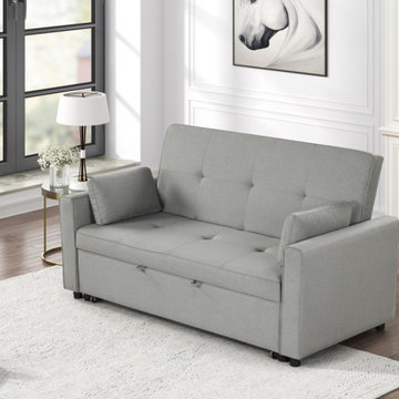 Fabian 75.5" Gray Convertible Sleeper Sofa with Pillows