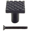 Black Wrought Iron Cabinet Knob Pull Square Diamond Grid with Hardware Pack of 2