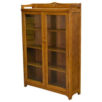 Mission Solid Oak Bookcase Curio Cabinet, Michael's Cherry