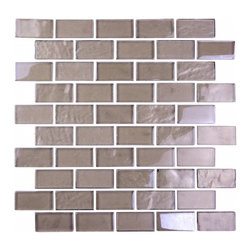 GBM Manufacturing - Landscape 10"x11" Textured Glass Brick Mosaic Tile,Bronze - Mosaic Tile