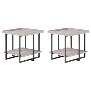 Furniture of America Humere Wood 1-Shelf End Table in Antique Gray (Set of 2)