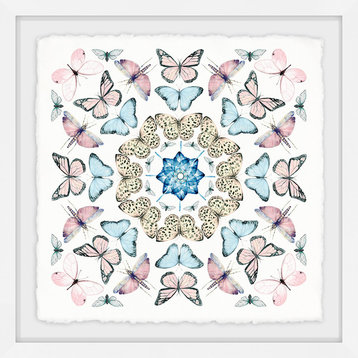 "Kaleidoscope Butterflies" Framed Painting Print, 18"x18"
