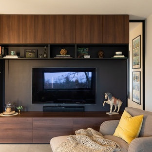 Example of a trendy home theater design in Rennes