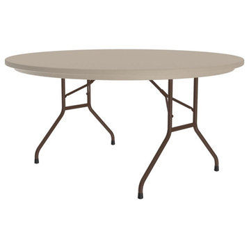 Correll R Series 29x60" Traditional Metal Folding Table in Brown/Mocha Granite