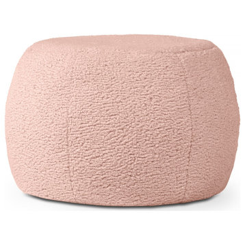 Jaxx Ellis Ottoman Shearling Faux-Lamb Plush Pouf, Pink, Small