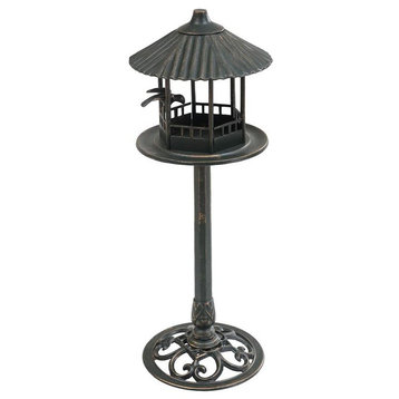 Numit 68.75 Tall Floor Lamp with Glass Shade in Blackened Bronze/Mercury Glass