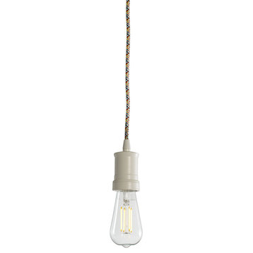 Bulbrite Direct Wire Pendant Kit, White Socket With Multi-Color Cord