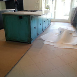 Asian Blue Kitchen Island - Kitchen Cabinetry