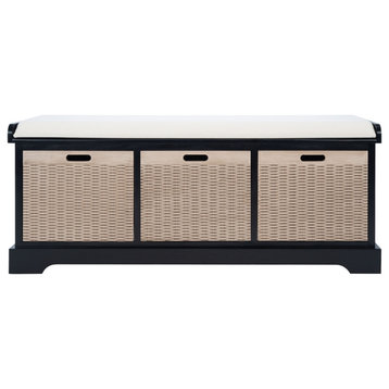 Zoe 3 Drawer/Cushion Storage Bench Black