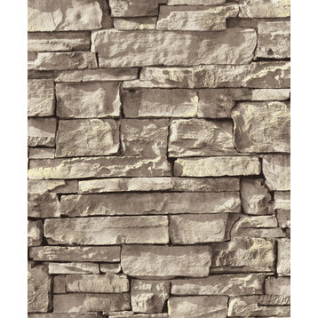 Stacked Natural Slate 32'x20.8" Wallpaper