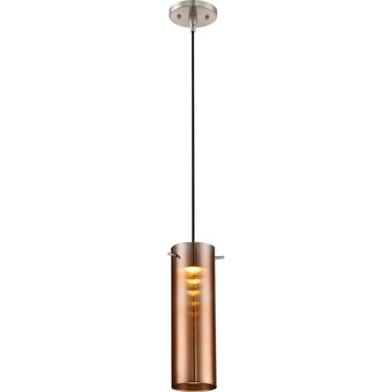 Nuvo Pulse 1-Light Led Mini Pendant W/ Antiqued Glass In Brushed Nickel Finish
