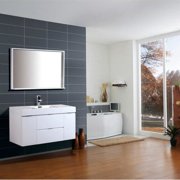 Kubebath Bliss 48" High Gloss White Wall Mount Single Sink Floating Modern Vanit