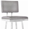 Callisto 30" Barstool, Brushed Stainless Steel and Gray Faux Leather