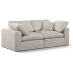 Meridian Furniture - Comfy Upholstered Modular Sofa, Beige, 2-Piece: 2 Corner Chair, Linen Textured Fabric - Give your space a whole new look with this beige Comfy linen textured fabric sofa. This handsome sofa fits nicely with other items in the Comfy collection and is a versatile seating option designed for adaptability, comfort and style. Wrapped in rich beige durable linen textured fabric upholstery, this sofa offers a plush embrace of overstuffed down feather cushions, carefully crafted to deliver the highest level of comfort. The perfect seat for creating an oasis for relaxation, this sofa has thick foam surrounding its frame for added support and coziness.