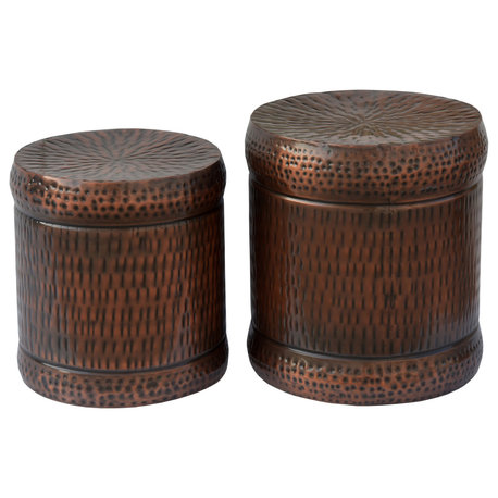 Preston Set of 2 Bronze Outdoor Stools