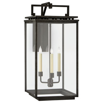 Cheshire Large Bracketed Wall Lantern in Aged Iron with Clear Glass
