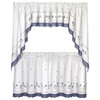 Gingham blue floral Kitchen Curtain
