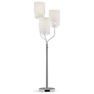 3-Light Crystal Pendant Floor Lamp, White
