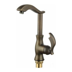 Antique Brass Finish One Hole One Handle Pastoral Mixed Rotatable Kitchen Tap HP - Kitchen Faucets
