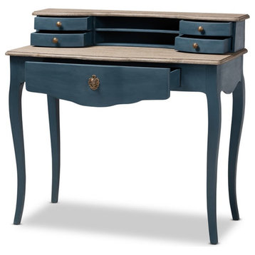 Baxton Studio Celestine Blue Spruce Finished Wood Accent Writing Desk