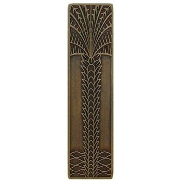 Vertical Royal Palm Pull, Antique-Style Brass