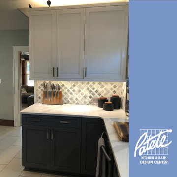 Gray and White Mosaic Kitchen Cabinets