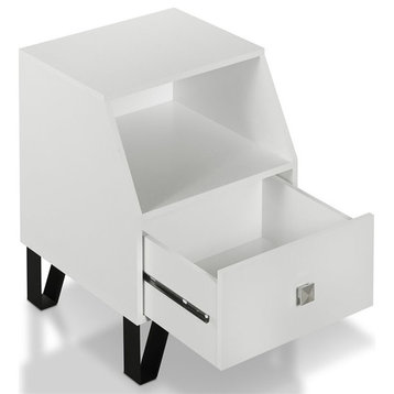 Furniture of America Jilah Modern Wood Storage End Table in White