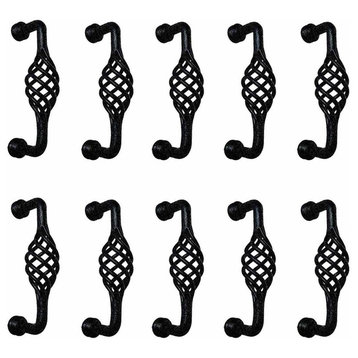 Black Wrought Iron Birdcage Drawer Handle Cabinet Pull 5" Set of 10