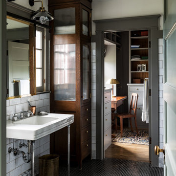 His Bath within Master Suite of a historic Craftsman residence in Santa Monica,